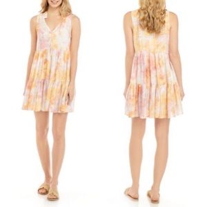 Wonderly curvy yellow pink tie dye tent dress